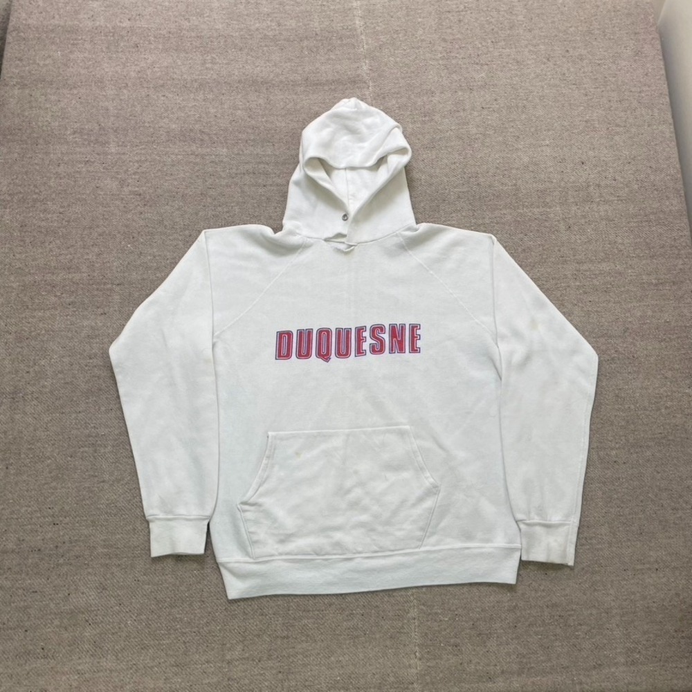 Vintage duquesne University Dukes Hoodie mens Large White 1990s USA
